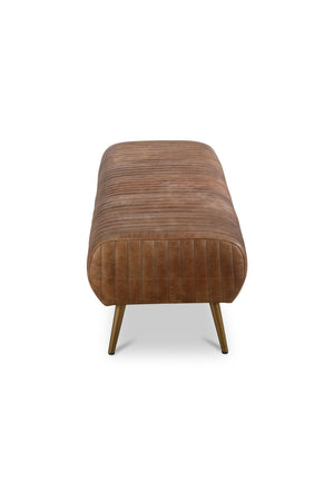   Modern European furniture - Ribbed Brown Leather Bench - www.oroa.com | Oroa.com