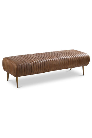   Modern European furniture - Ribbed Brown Leather Bench - www.oroa.com | Oroa.com