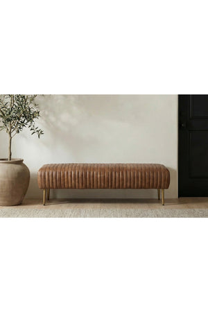   Modern European furniture - Ribbed Brown Leather Bench - www.oroa.com | Oroa.com