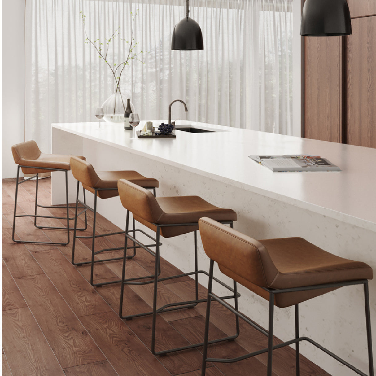  Modern European furniture - Leather Backless Counter Stools (2) - www.oroa.com | Oroa.com