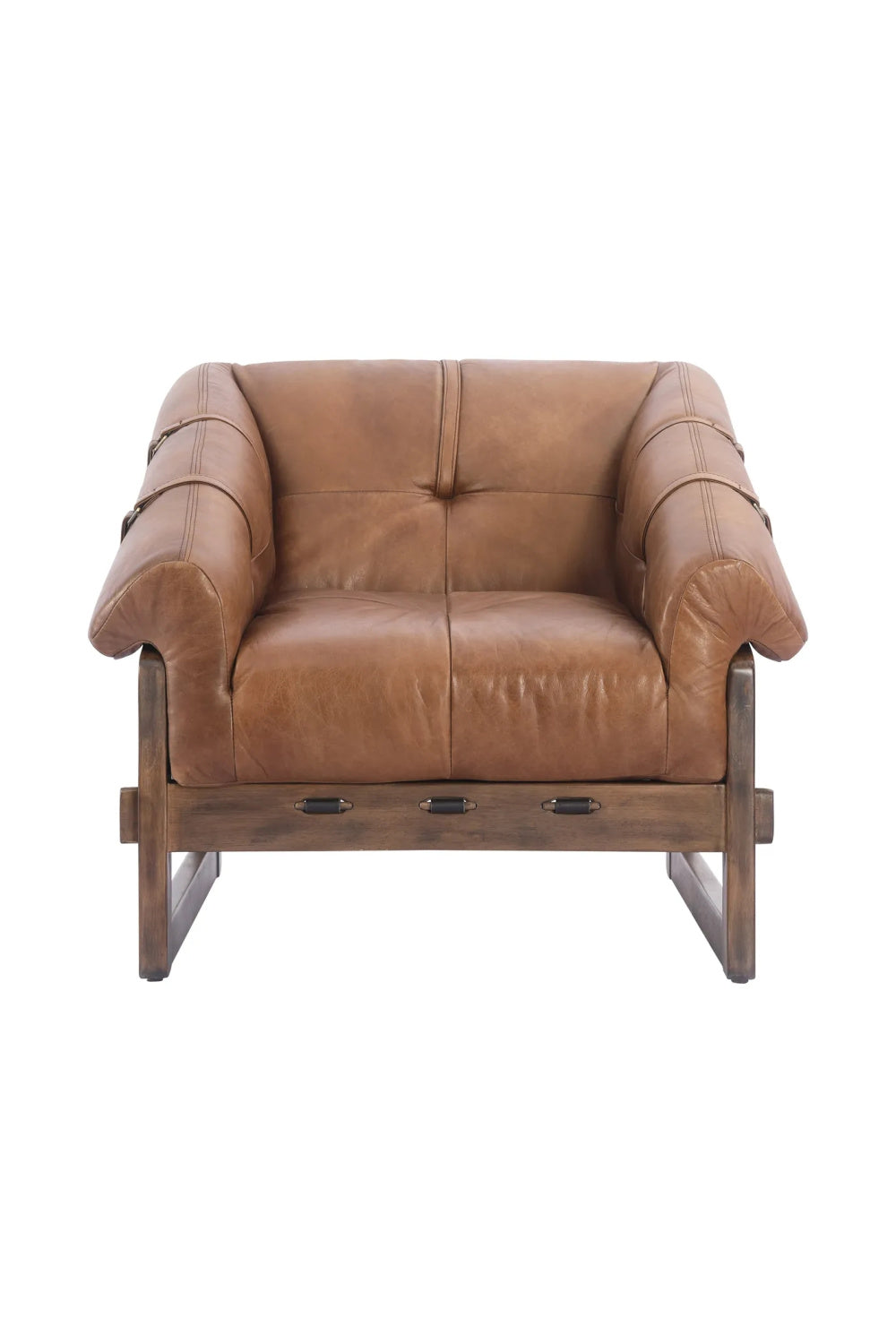   Modern European furniture - Brown Leather Strapped Accent Chair - www.oroa.com | Oroa.com