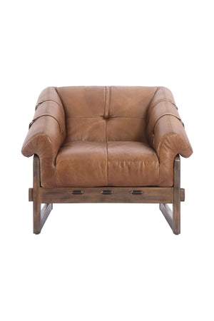   Modern European furniture - Brown Leather Strapped Accent Chair - www.oroa.com | Oroa.com