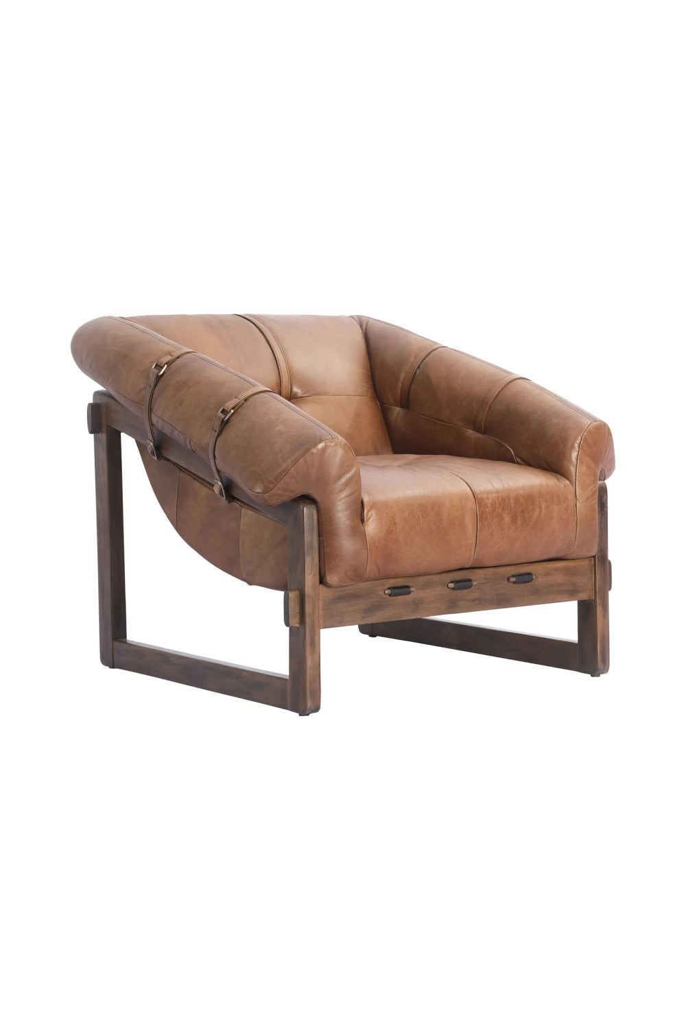   Modern European furniture - Brown Leather Strapped Accent Chair - www.oroa.com | Oroa.com