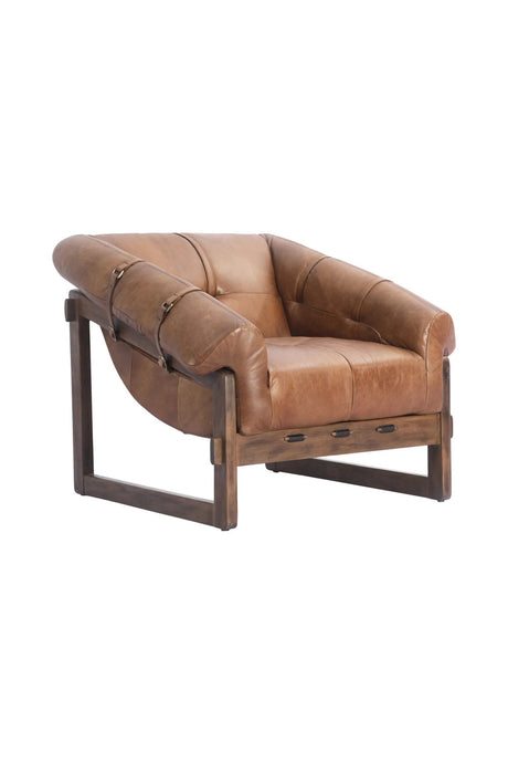   Modern European furniture - Brown Leather Strapped Accent Chair - www.oroa.com | Oroa.com