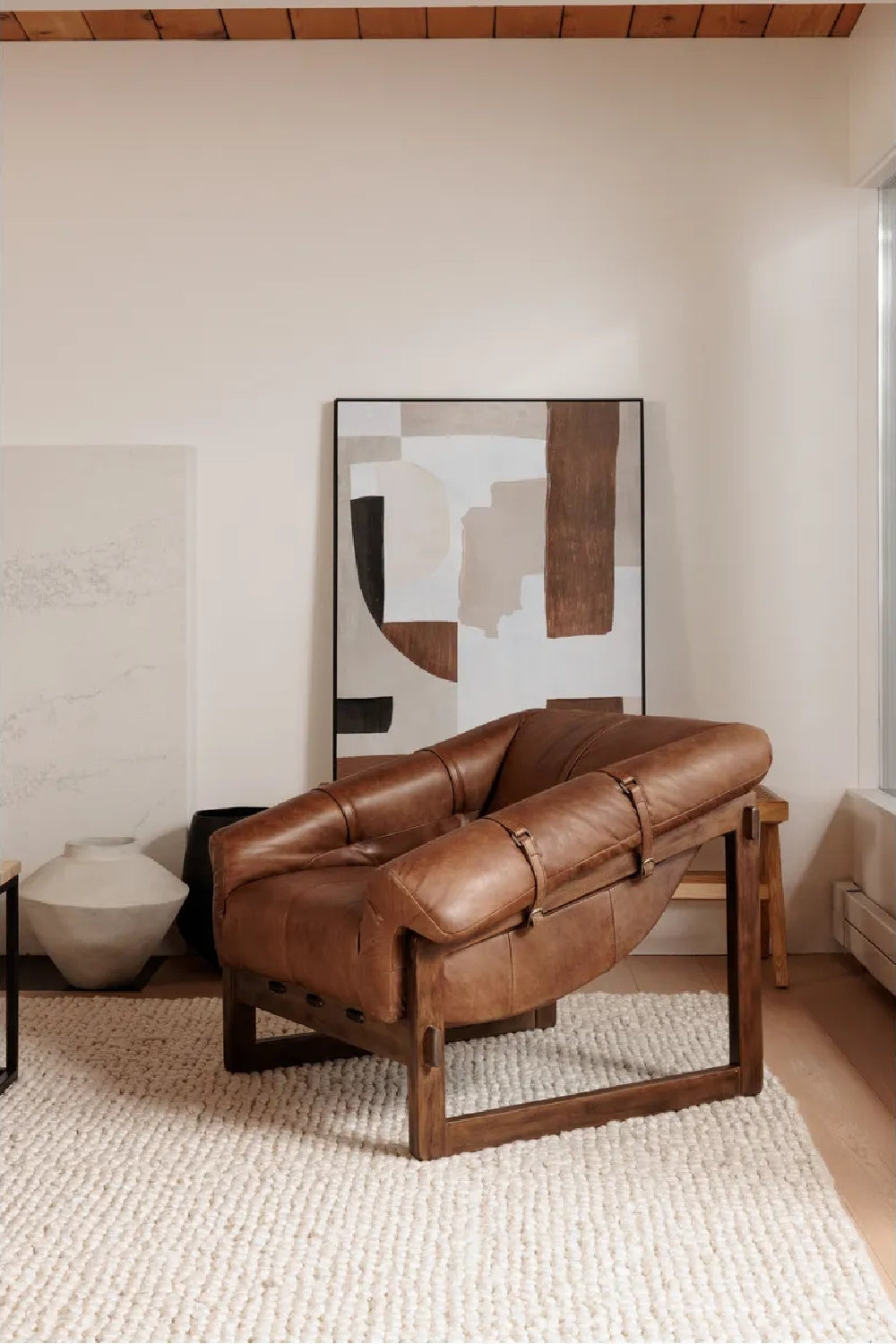   Modern European furniture - Brown Leather Strapped Accent Chair - www.oroa.com | Oroa.com