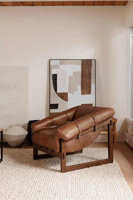   Modern European furniture - Brown Leather Strapped Accent Chair - www.oroa.com | Oroa.com