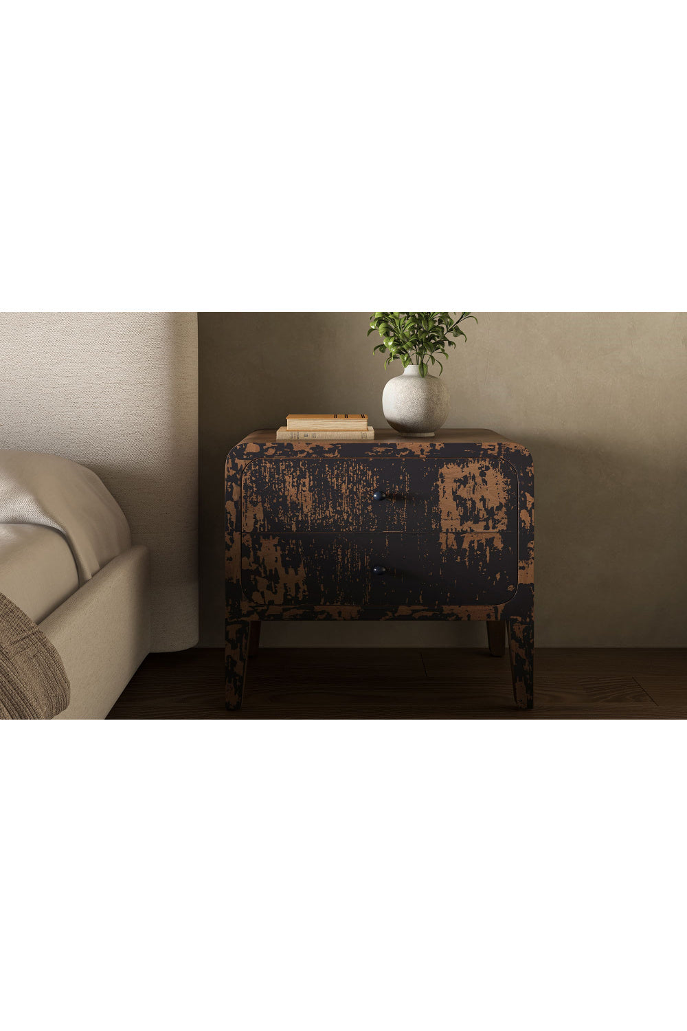   Modern European furniture - Distressed Black 2-Drawer Nightstand - www.oroa.com | Oroa.com