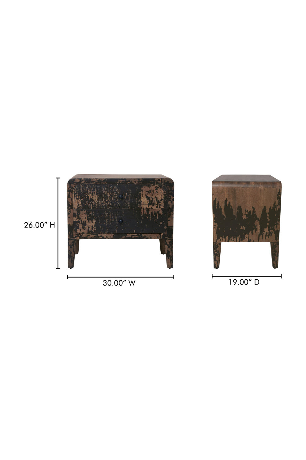   Modern European furniture - Distressed Black 2-Drawer Nightstand - www.oroa.com | Oroa.com