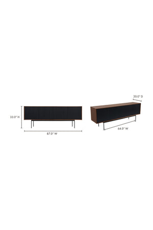   Black Ribbed 4-Door Sideboard | Oroa.com