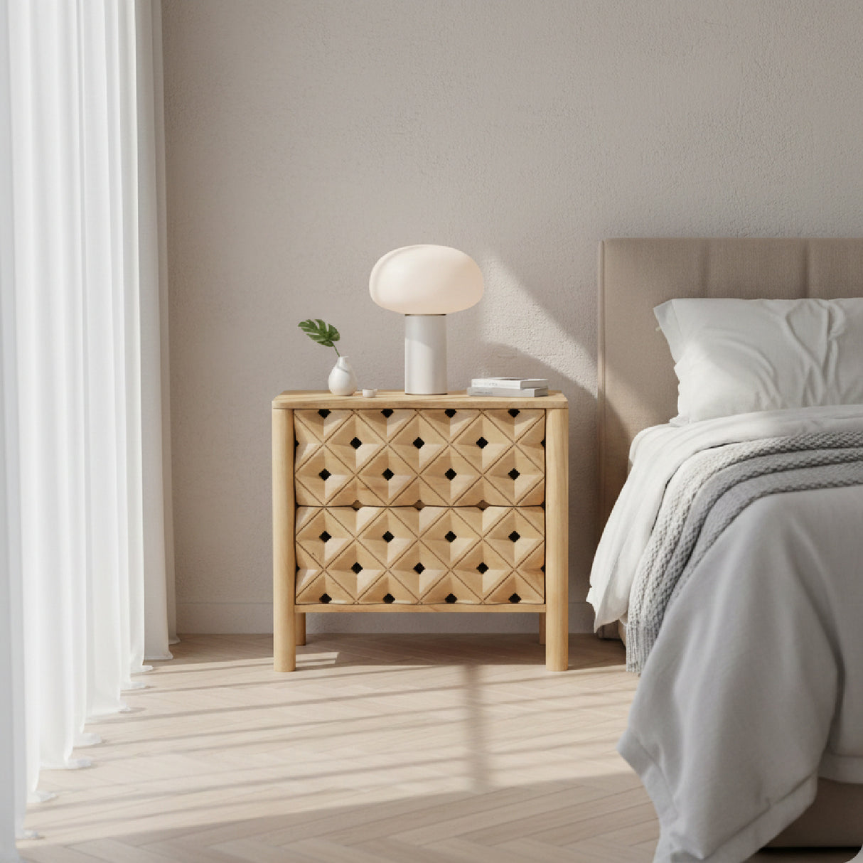   Modern European furniture - 2-Drawer Mango Wood Nightstand - www.oroa.com | Oroa.com