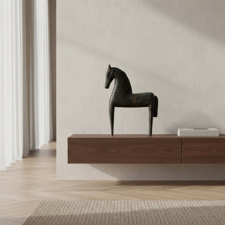   Modern European furniture - Black Wooden Horse Sculpture - www.oroa.com | Oroa.com