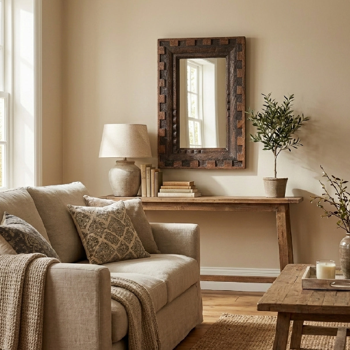   Modern European furniture - Brown Mango Wood Mirror - www.oroa.com | Oroa.com