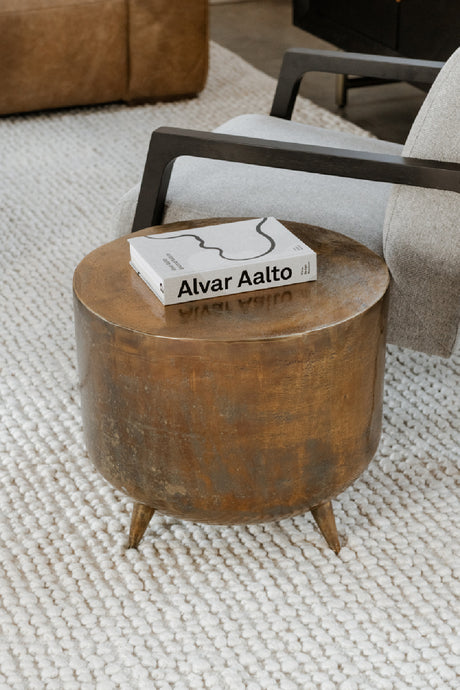   Modern European furniture - Brass Drum-Style Accent Table - www.oroa.com | Oroa.com