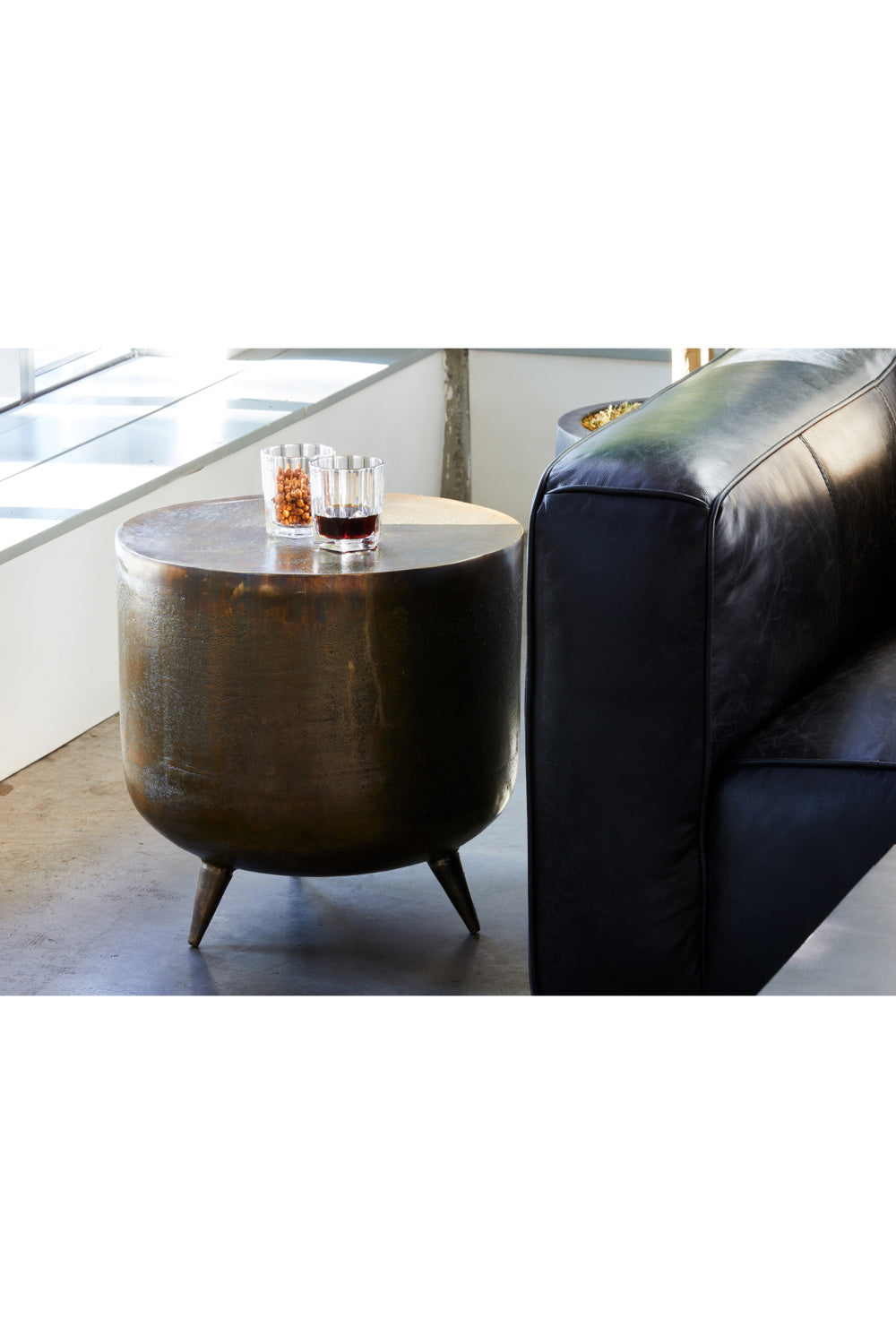   Modern European furniture - Brass Drum-Style Accent Table - www.oroa.com | Oroa.com