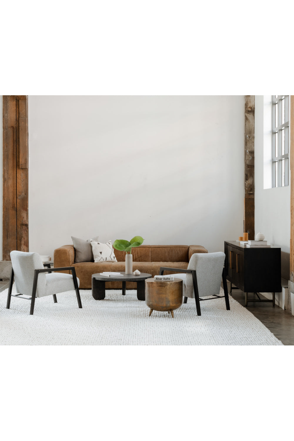   Modern European furniture - Brass Drum-Style Accent Table - www.oroa.com | Oroa.com