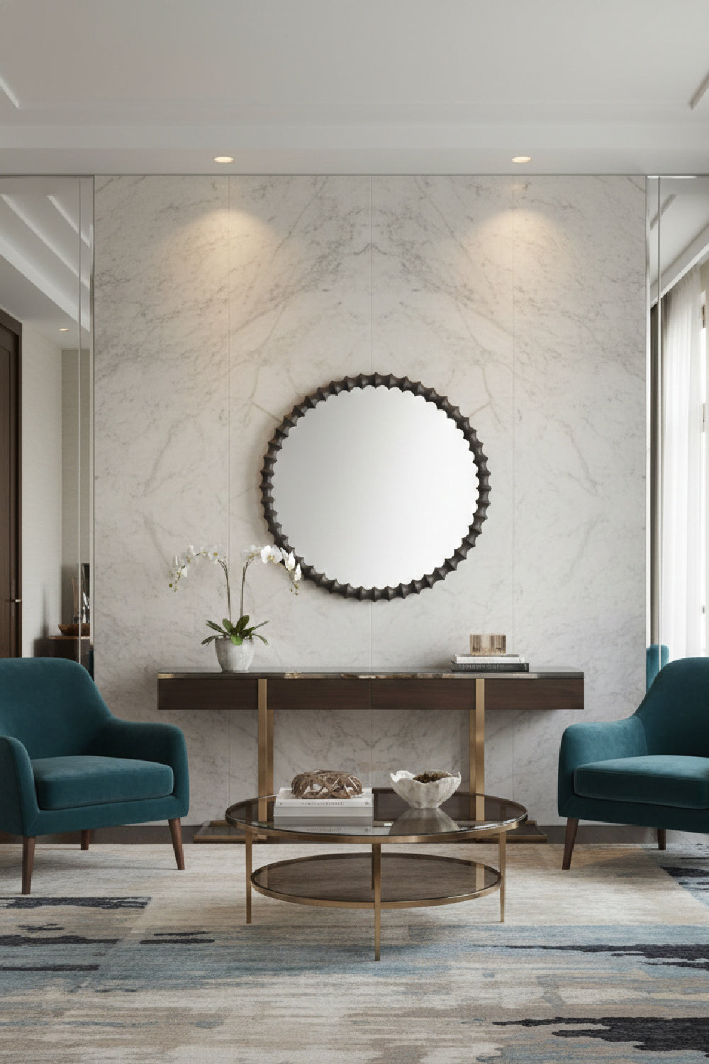   Modern European furniture - Black Round Mirror - www.oroa.com | Oroa.com
