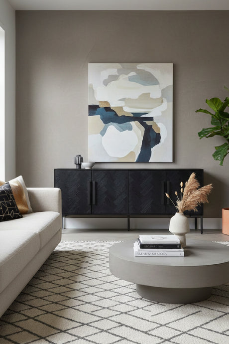   Modern European furniture - Black Herringbone 4-Door Sideboard - www.oroa.com | Oroa.com