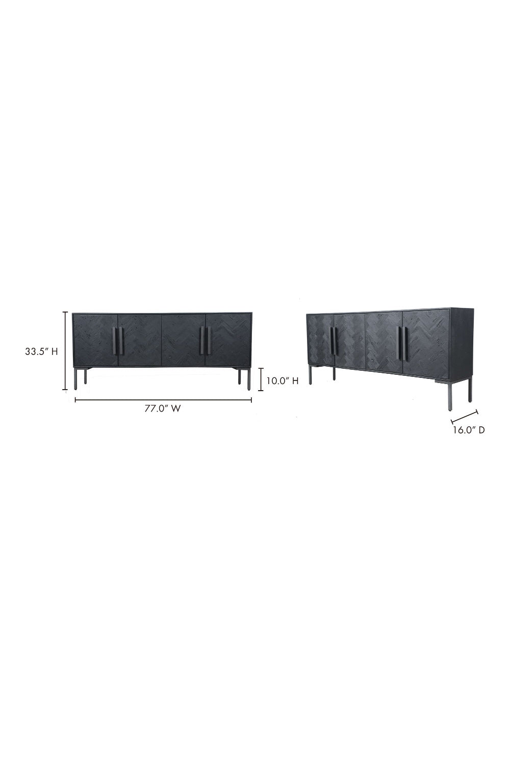   Modern European furniture - Black Herringbone 4-Door Sideboard - www.oroa.com | Oroa.com