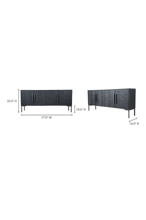   Modern European furniture - Black Herringbone 4-Door Sideboard - www.oroa.com | Oroa.com