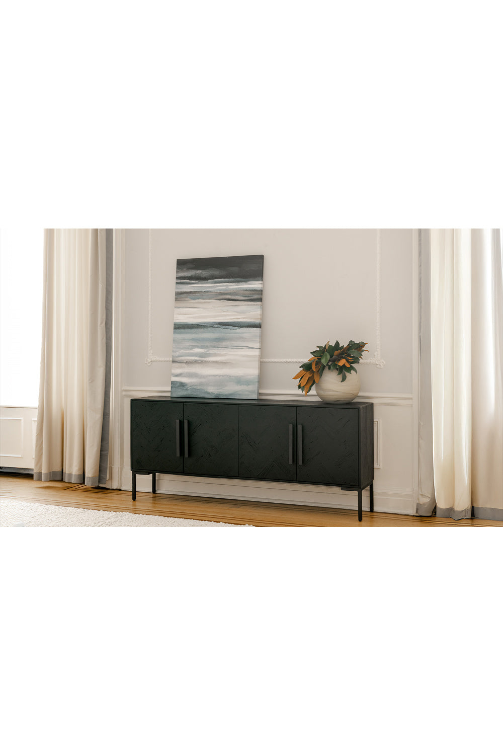   Modern European furniture - Black Herringbone 4-Door Sideboard - www.oroa.com | Oroa.com