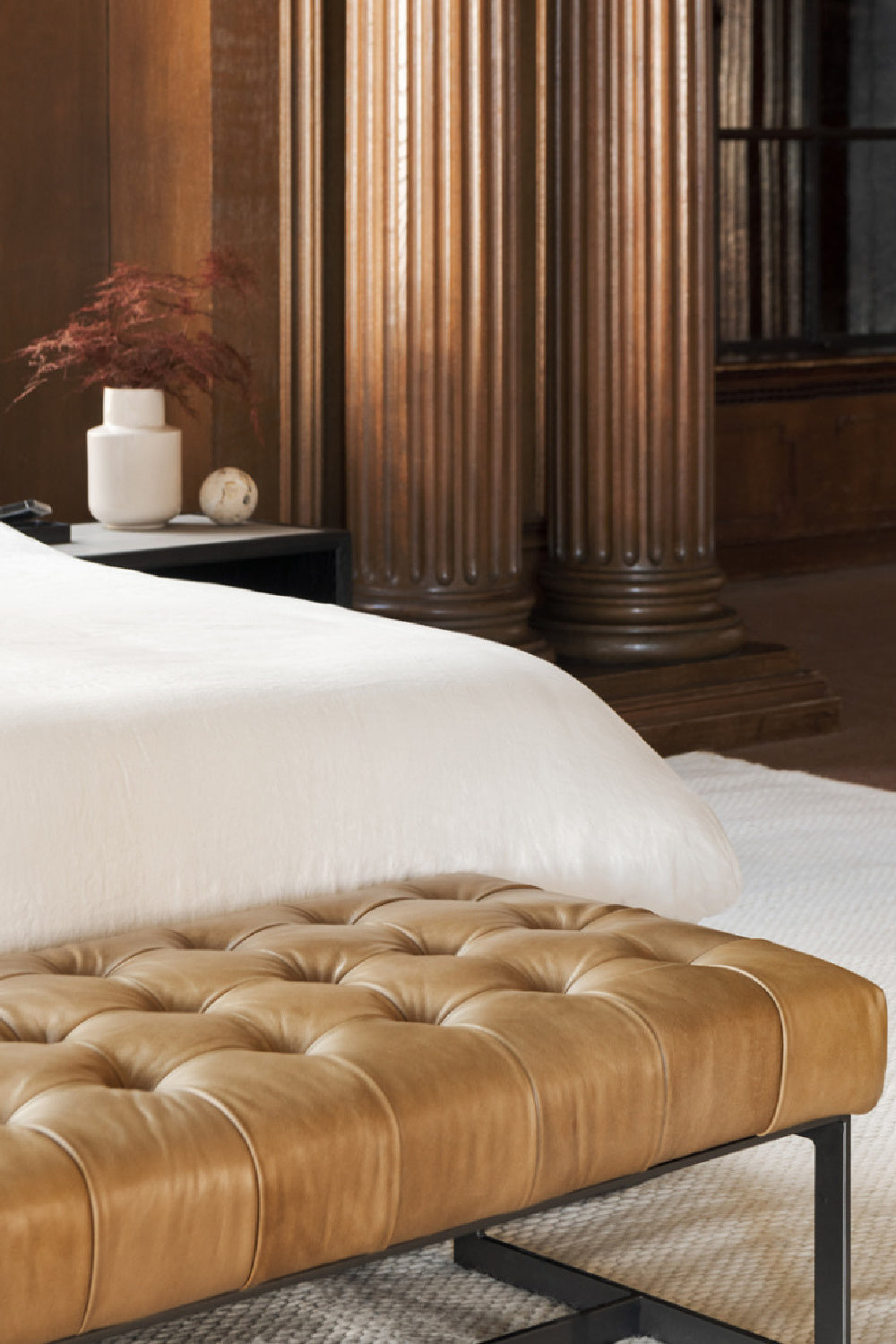   Modern European furniture - Tan Leather Tufted Bench - www.oroa.com | Oroa.com