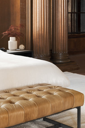   Modern European furniture - Tan Leather Tufted Bench - www.oroa.com | Oroa.com