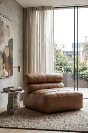   Modern European furniture - Ribbed Tan Leather Slipper Chair - www.oroa.com | Oroa.com