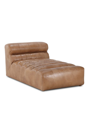   Modern European furniture - Ribbed Tan Leather Chaise Lounge - www.oroa.com | Oroa.com