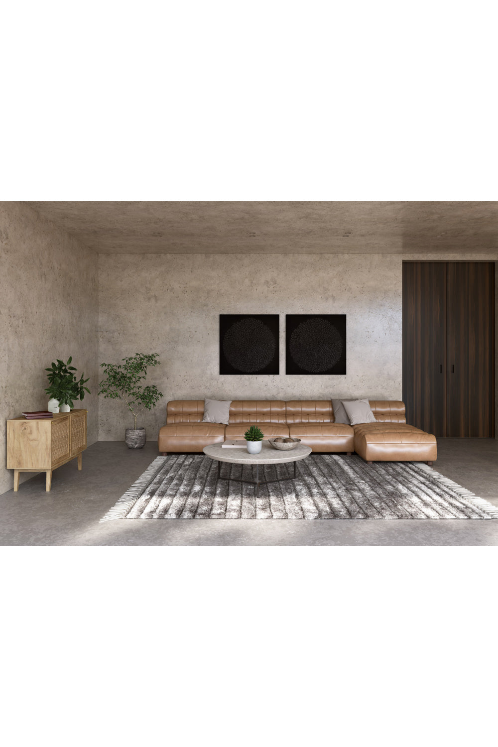   Modern European furniture - Ribbed Tan Leather Chaise Lounge - www.oroa.com | Oroa.com