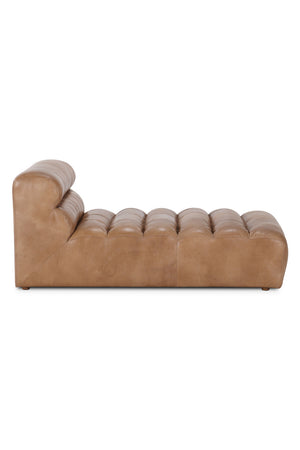   Modern European furniture - Ribbed Tan Leather Chaise Lounge - www.oroa.com | Oroa.com