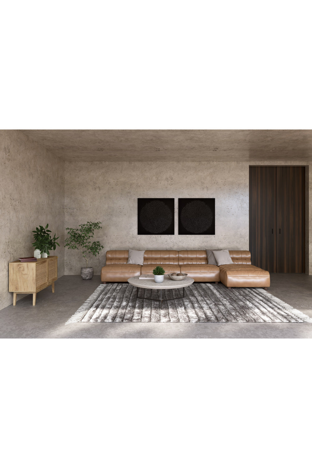   Modern European furniture - Ribbed Tan Leather Sectional Sofa - www.oroa.com | Oroa.com