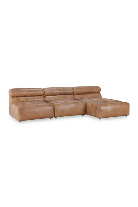   Modern European furniture - Ribbed Tan Leather Sectional Sofa - www.oroa.com | Oroa.com