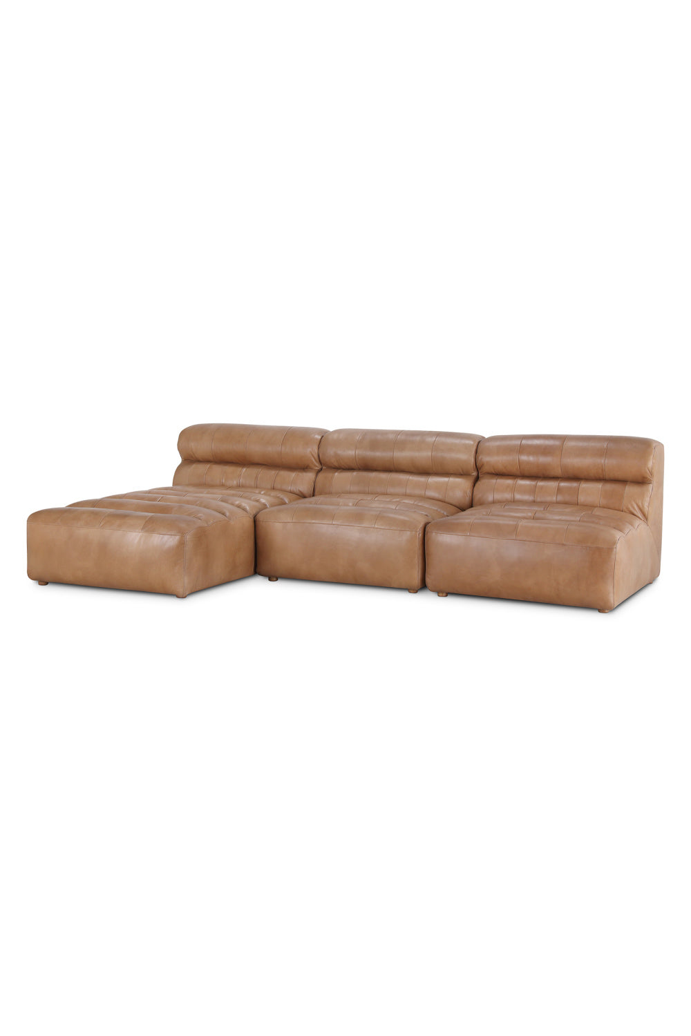   Modern European furniture - Ribbed Tan Leather Sectional Sofa - www.oroa.com | Oroa.com