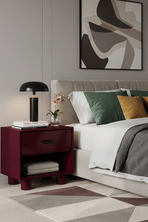   Modern European furniture - Red Wooden 1-Drawer Nightstand - www.oroa.com | Oroa.com