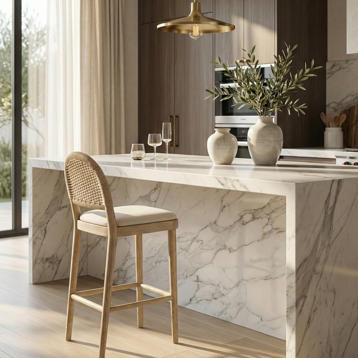   Modern European furniture - Handwoven Back Counter Stool - www.oroa.com | Oroa.com