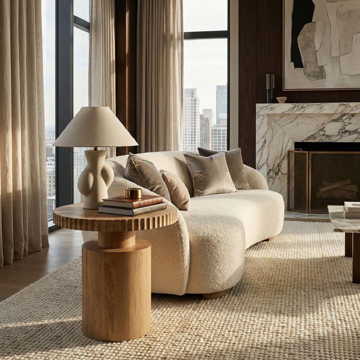   Modern European furniture - Fluted Round Oak Side Table - www.oroa.com | Oroa.com