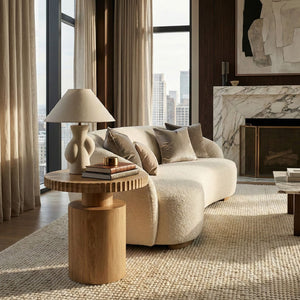   Modern European furniture - Fluted Round Oak Side Table - www.oroa.com | Oroa.com