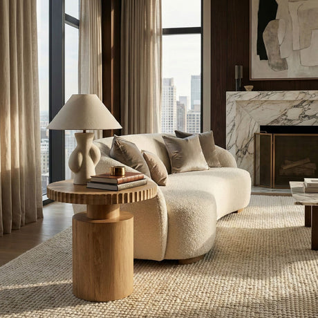   Modern European furniture - Fluted Round Oak Side Table - www.oroa.com | Oroa.com