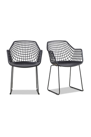   Modern European furniture - Black Perforated Indoor/Outdoor Dining Chairs (2) - www.oroa.com | Oroa.com
