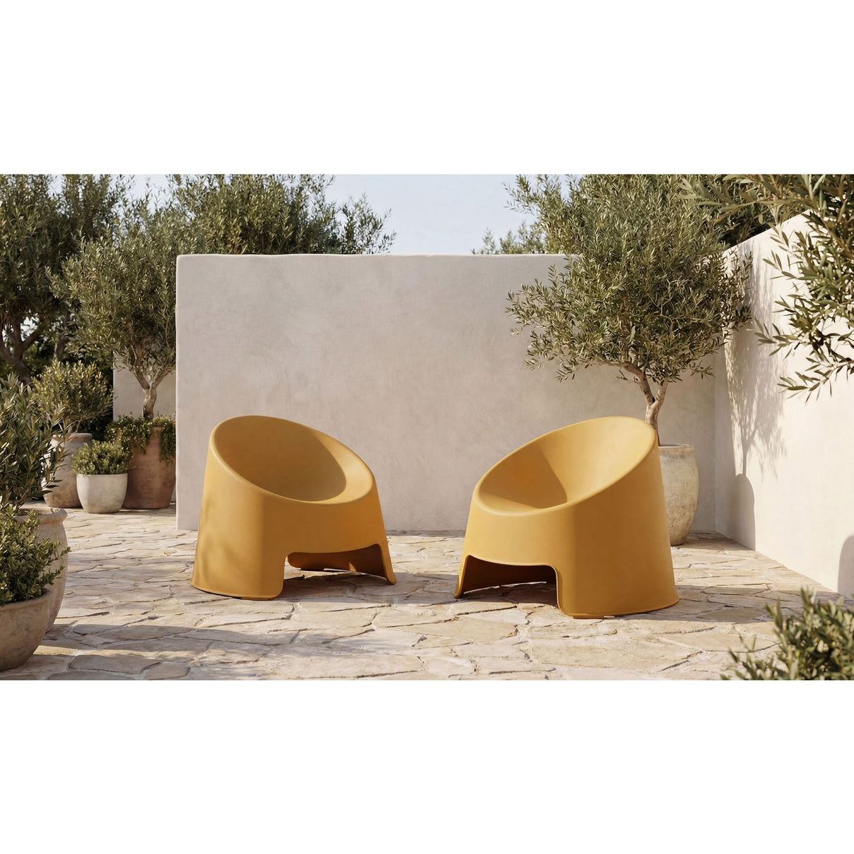   Yellow Round Outdoor Accent Chairs (2) | Oroa.com