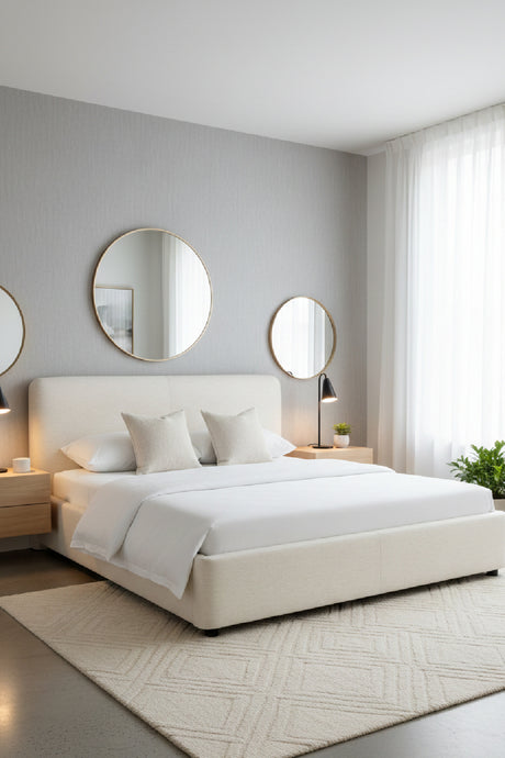   Modern European furniture - White Linen Queen Bed - www.oroa.com | Oroa.com