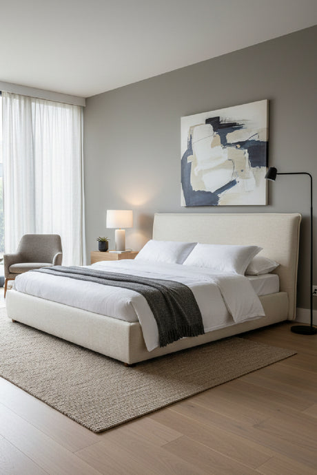   Modern European furniture - Beige Linen Blend Bed - www.oroa.com | Oroa.com
