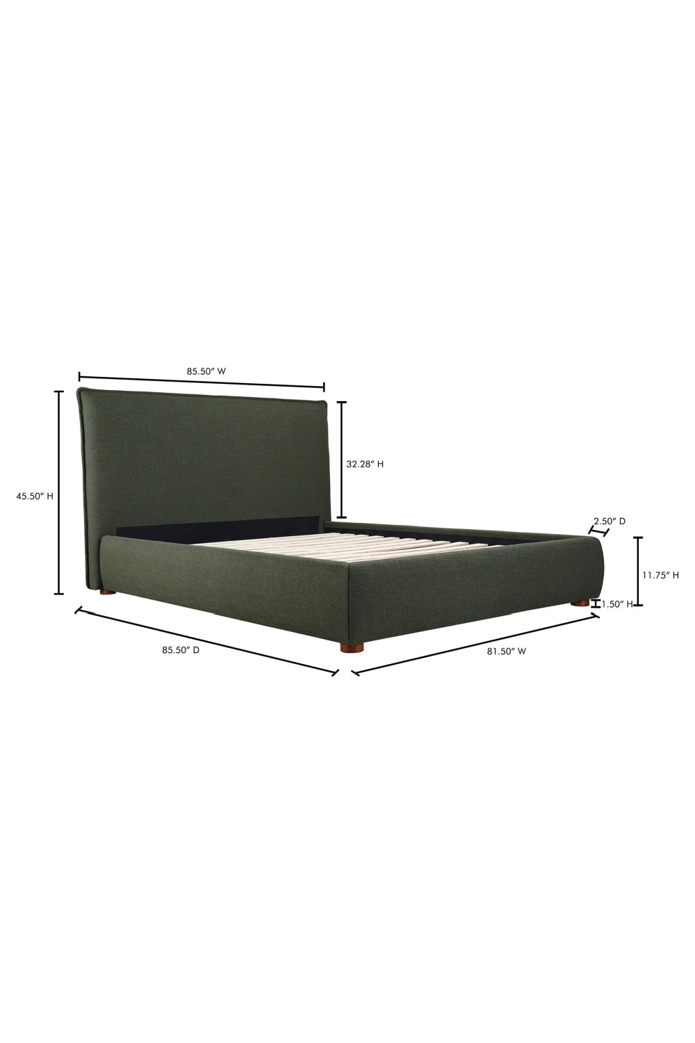  Modern European furniture - Green Linen Blend King Bed - www.oroa.com | Oroa.com