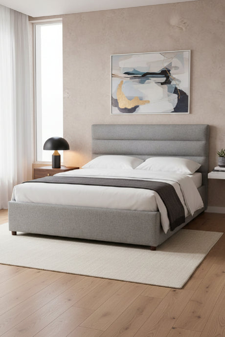   Tufted Gray King Bed | Oroa.com