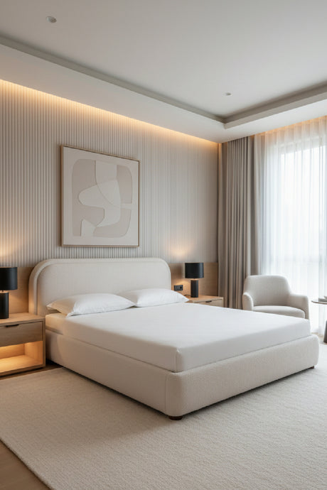   Modern European furniture - Beige Velvet Queen Bed - www.oroa.com | Oroa.com