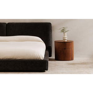   Modern European furniture - Brown Oak Round 2-Drawer Nightstand - www.oroa.com | Oroa.com