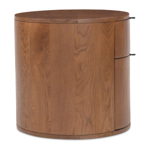   Modern European furniture - Brown Oak Round 2-Drawer Nightstand - www.oroa.com | Oroa.com
