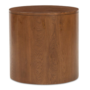   Modern European furniture - Brown Oak Round 2-Drawer Nightstand - www.oroa.com | Oroa.com