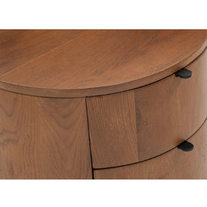   Modern European furniture - Brown Oak Round 2-Drawer Nightstand - www.oroa.com | Oroa.com