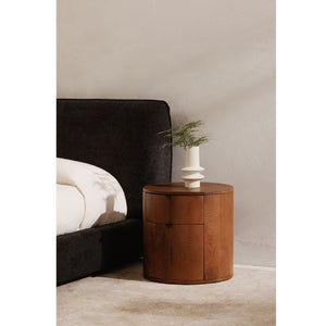  Modern European furniture - Brown Oak Round 2-Drawer Nightstand - www.oroa.com | Oroa.com